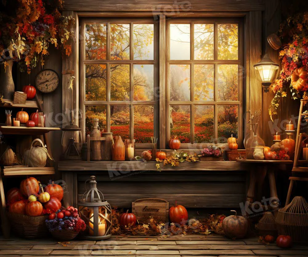 Kate Autumn Pumpkins Window Room Backdrop Designed by Emetselch - Image 3