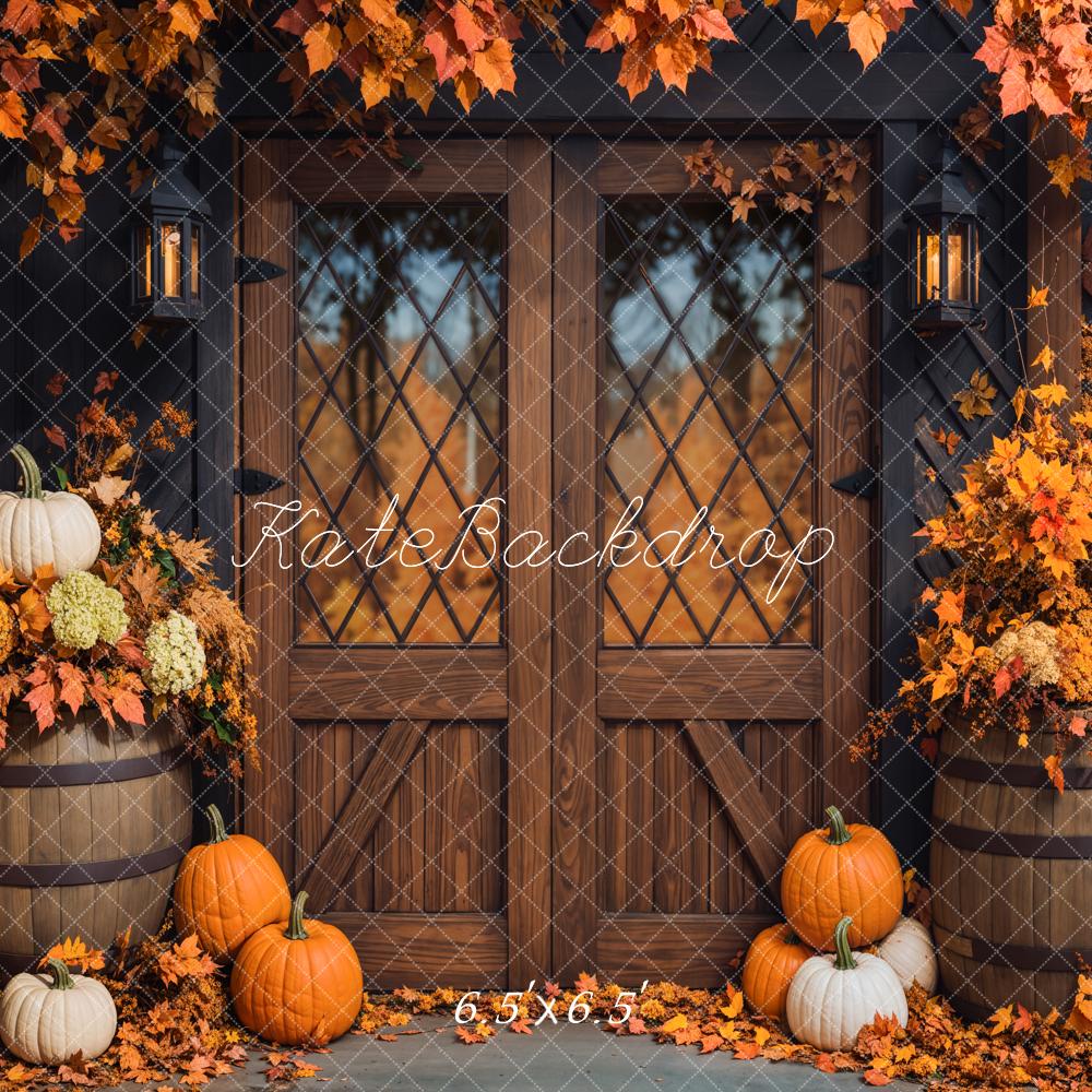 Kate Autumn Pumpkins Wooden Door Backdrop Designed by Emetselch - Image 2