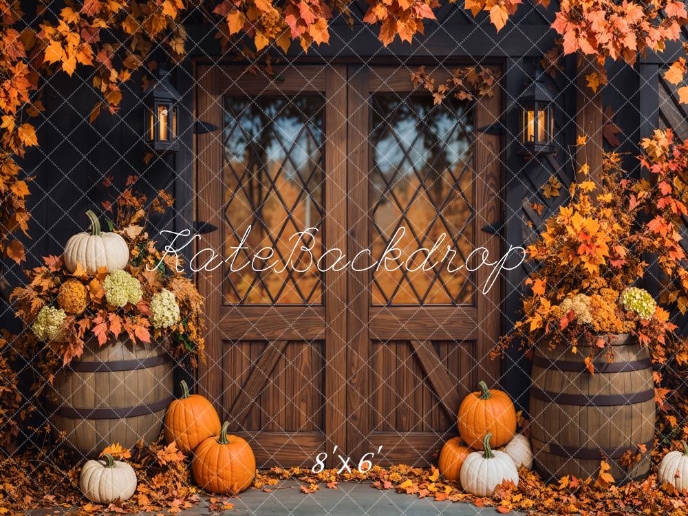 Kate Autumn Pumpkins Wooden Door Backdrop Designed by Emetselch - Image 3