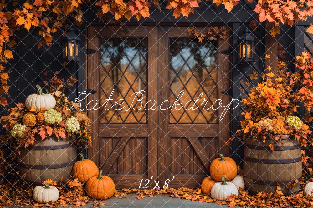Kate Autumn Pumpkins Wooden Door Backdrop Designed by Emetselch - Image 7