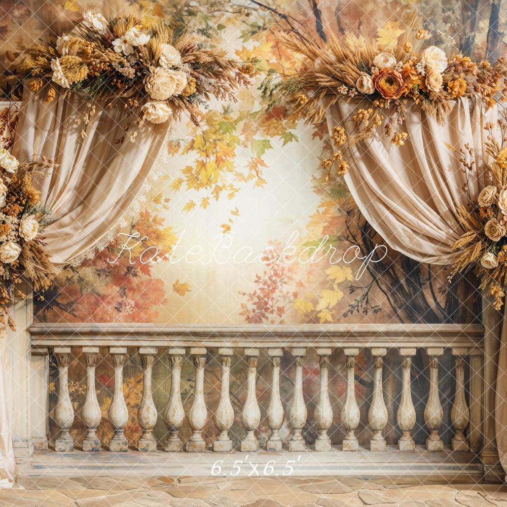 Kate Autumn Retro Floral Arch Curtain Backdrop Designed by Emetselch - Image 2