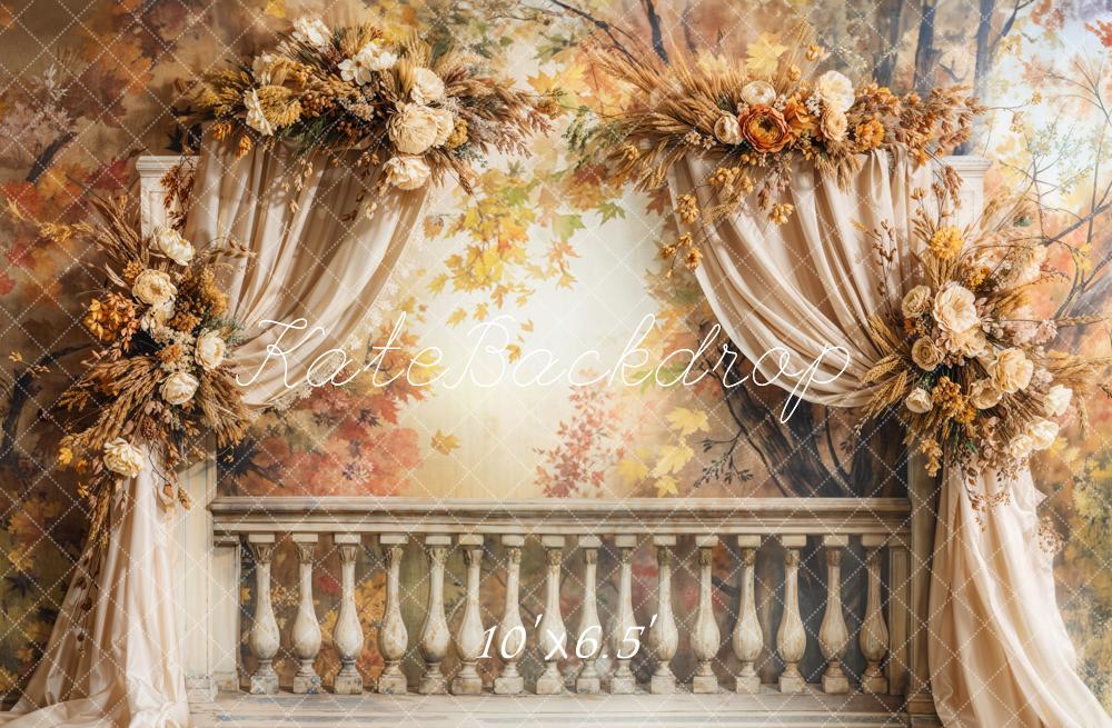 Kate Autumn Retro Floral Arch Curtain Backdrop Designed by Emetselch - Image 4