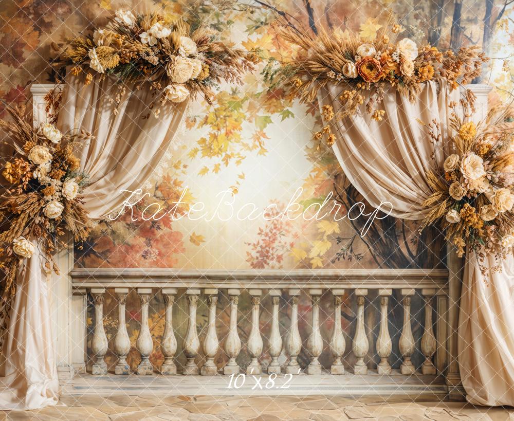 Kate Autumn Retro Floral Arch Curtain Backdrop Designed by Emetselch - Image 5
