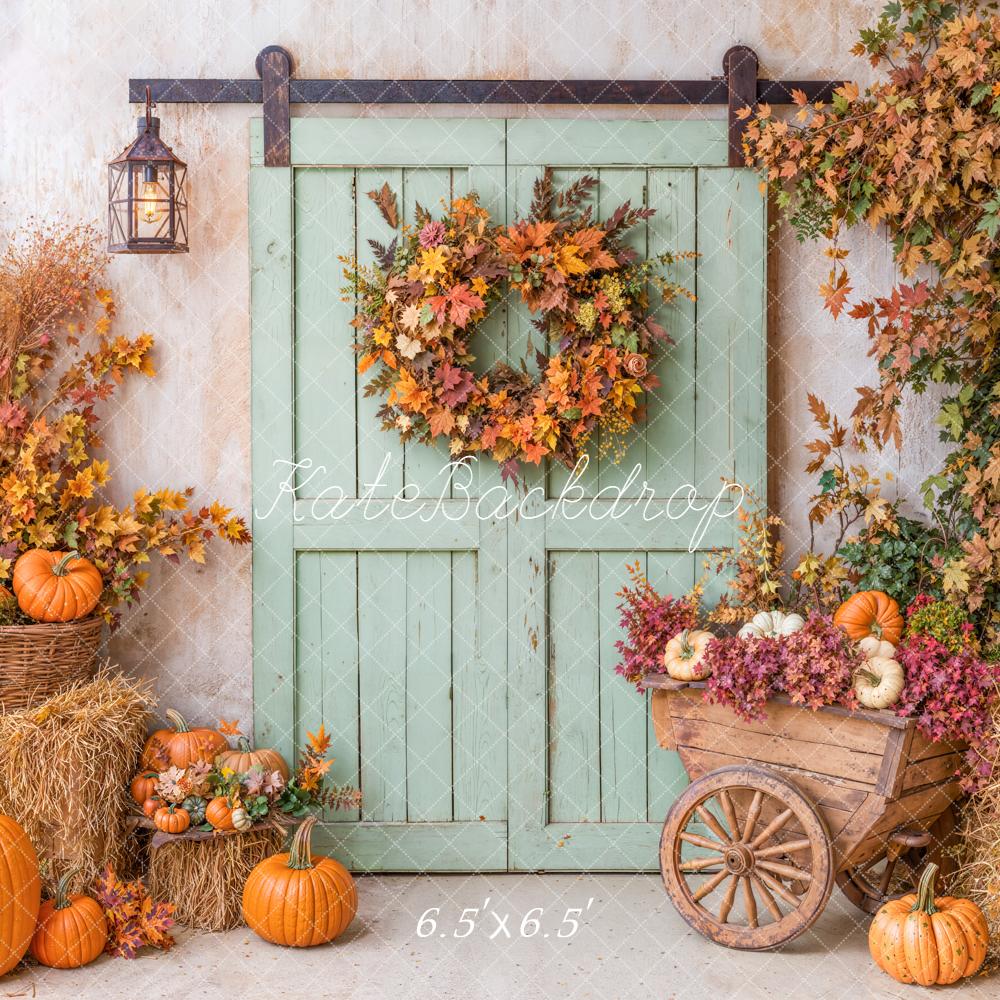Kate Autumn Rustic Harvest Pumpkins Door Backdrop Designed by Emetselch - Image 4