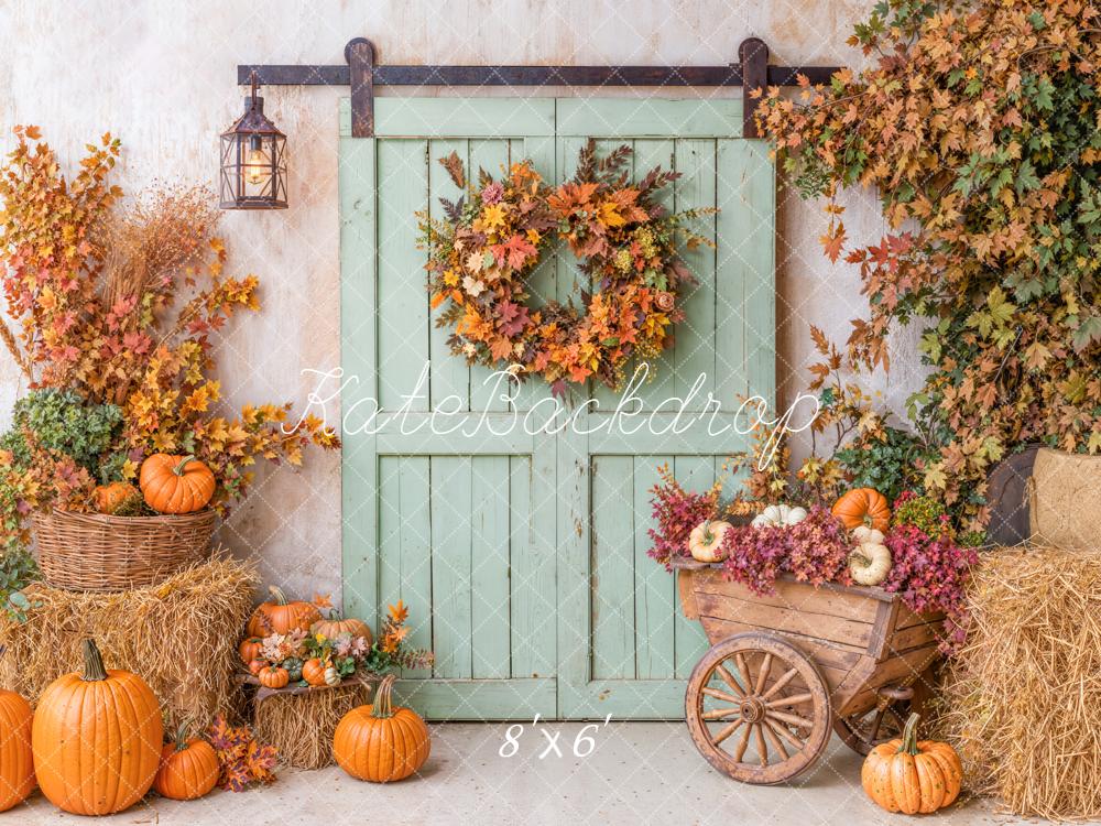 Kate Autumn Rustic Harvest Pumpkins Door Backdrop Designed by Emetselch - Image 5