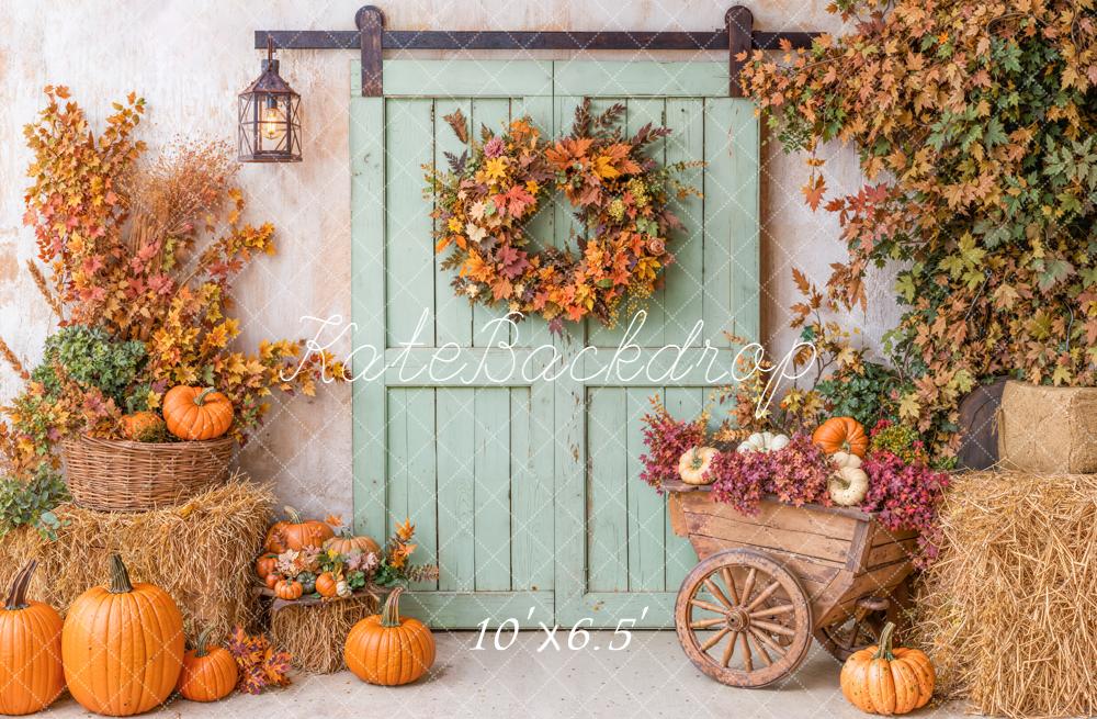 Kate Autumn Rustic Harvest Pumpkins Door Backdrop Designed by Emetselch - Image 6