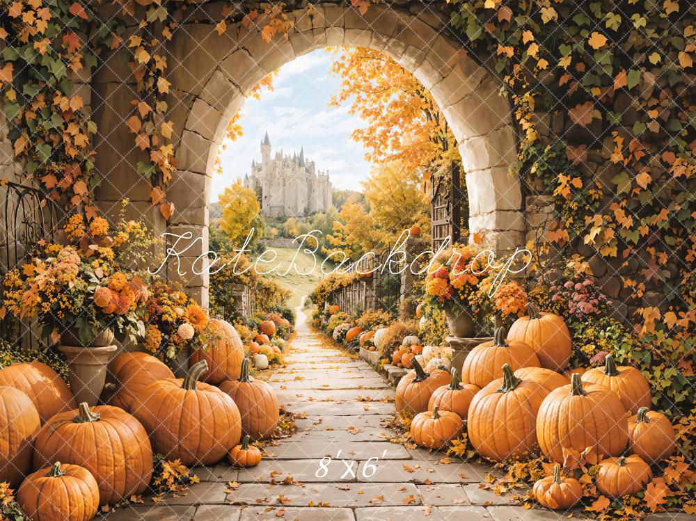 Kate Autumn Stone Arch Pumpkin Castle Backdrop Designed by Emetselch - Image 3