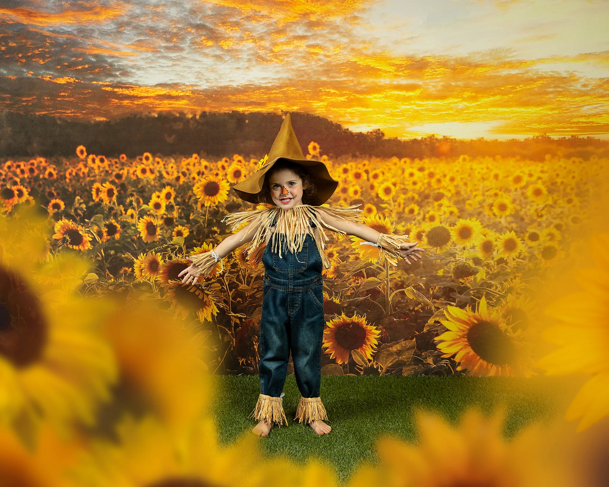 Kate Autumn/Summer Sunflower Field Sunset Backdrop by Chain Photography - Image 6