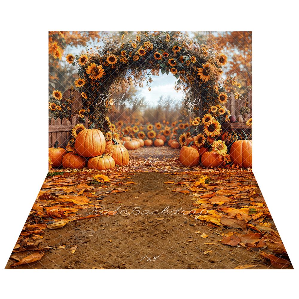 Kate Autumn Sunflower Arch Pumpkin Backdrop+Path Floor Backdrop - Image 2