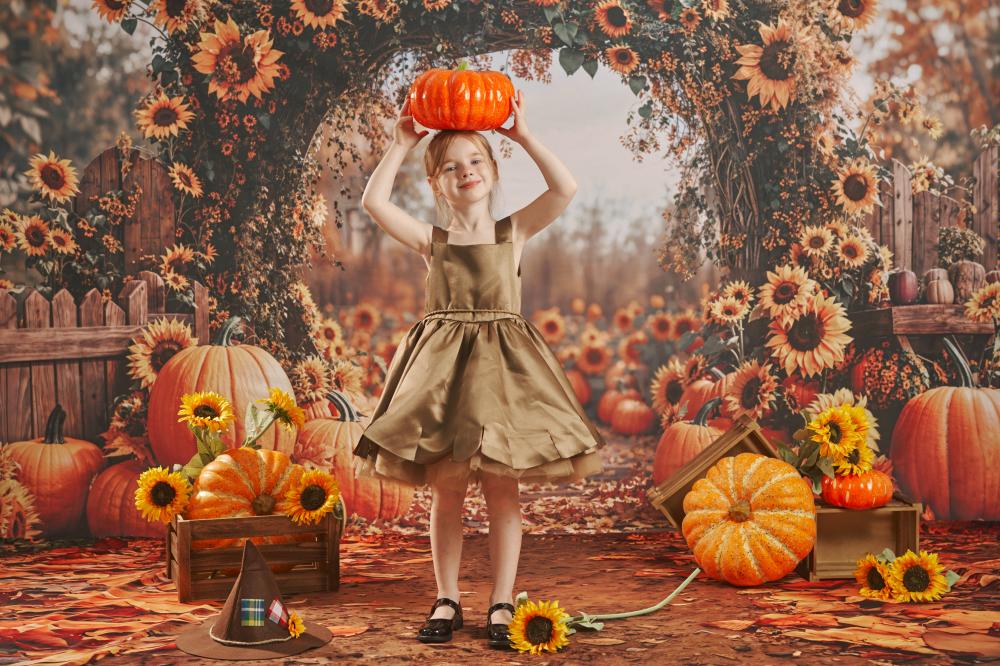 Kate Autumn Sunflower Arch Pumpkin Backdrop+Path Floor Backdrop - Image 3