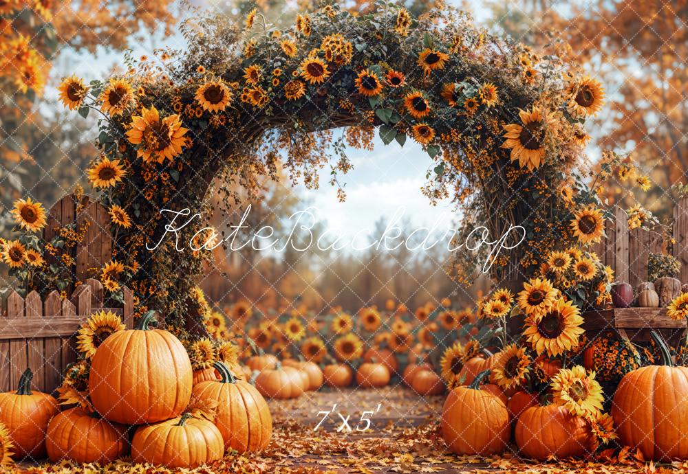 Kate Autumn Sunflower Arch Pumpkin Backdrop Designed by Emetselch - Image 2