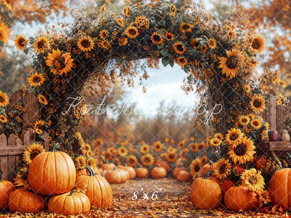 Kate Autumn Sunflower Arch Pumpkin Backdrop Designed by Emetselch - Image 5