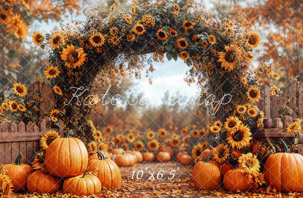 Kate Autumn Sunflower Arch Pumpkin Backdrop Designed by Emetselch - Image 6