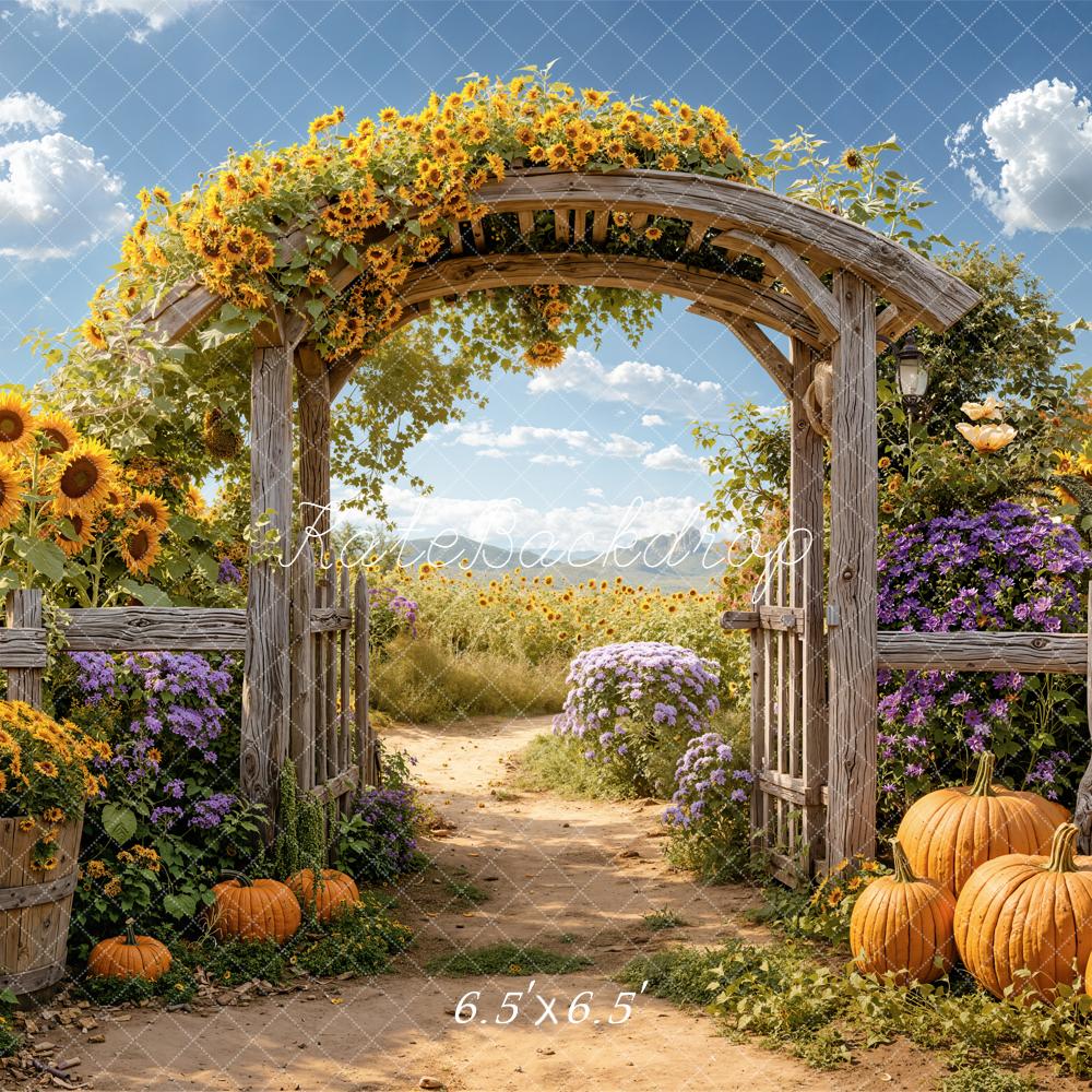 Kate Autumn Sunflower Arch Pumpkins Path Backdrop Designed by Emetselch - Image 2