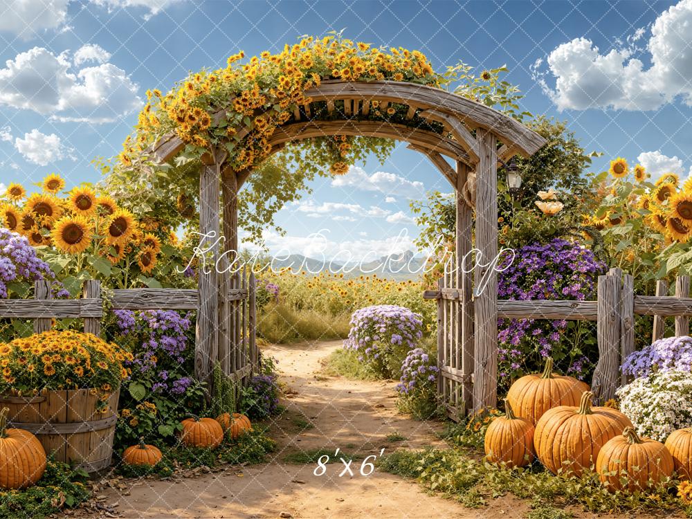 Kate Autumn Sunflower Arch Pumpkins Path Backdrop Designed by Emetselch - Image 3