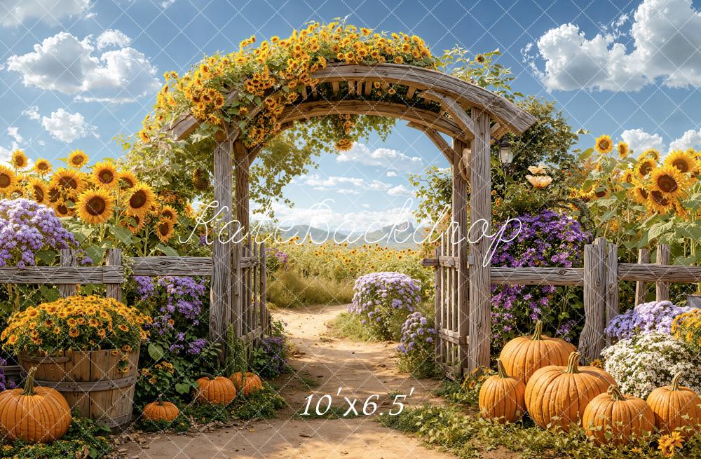 Kate Autumn Sunflower Arch Pumpkins Path Backdrop Designed by Emetselch - Image 4