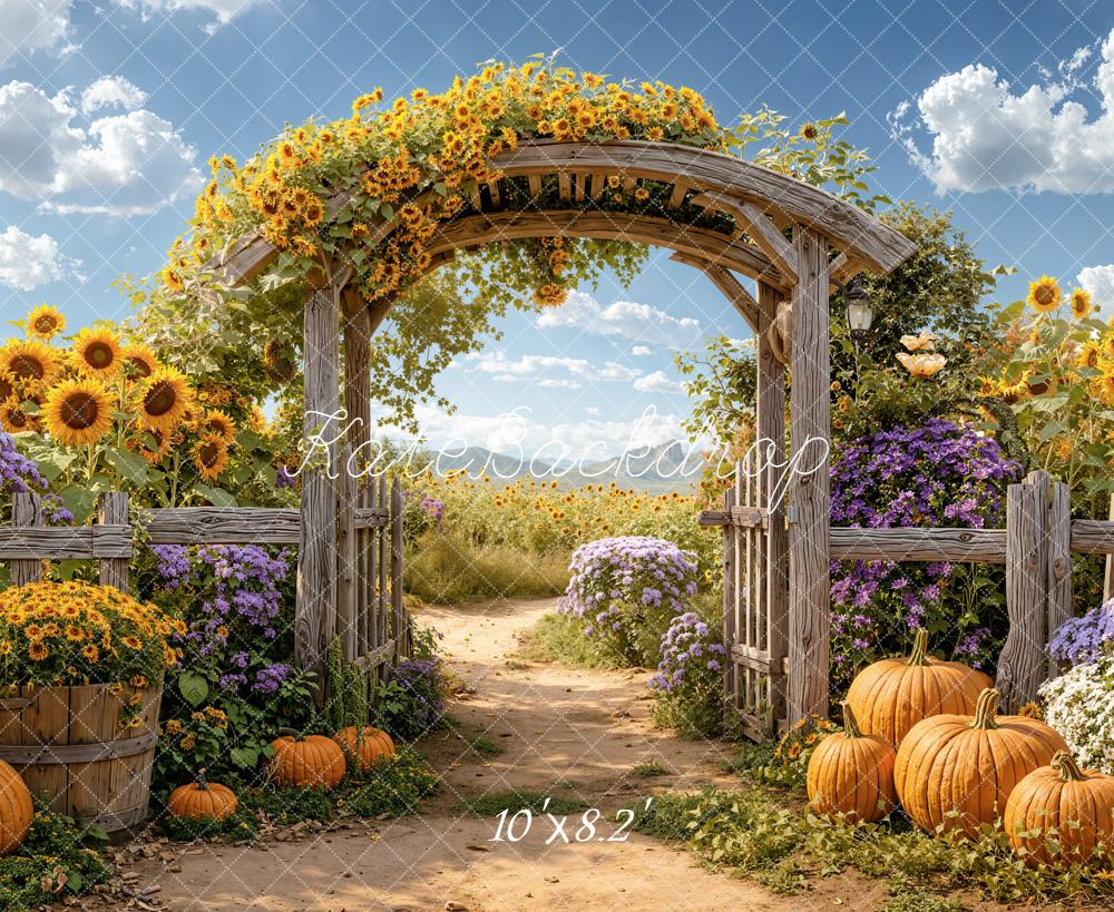 Kate Autumn Sunflower Arch Pumpkins Path Backdrop Designed by Emetselch - Image 6