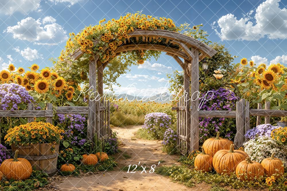 Kate Autumn Sunflower Arch Pumpkins Path Backdrop Designed by Emetselch - Image 8