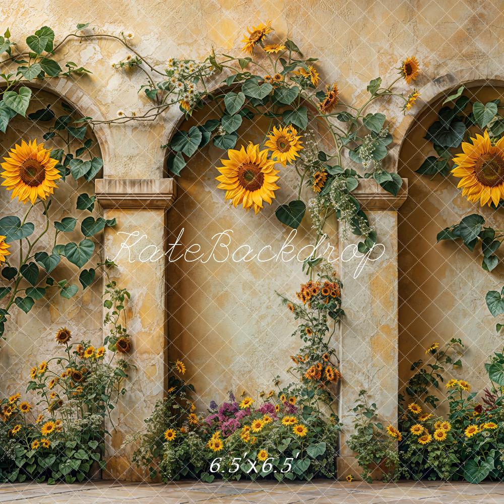 Kate Autumn Sunflower Arch Vintage Wall Backdrop Designed by Emetselch - Image 2