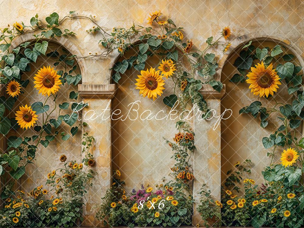 Kate Autumn Sunflower Arch Vintage Wall Backdrop Designed by Emetselch - Image 3