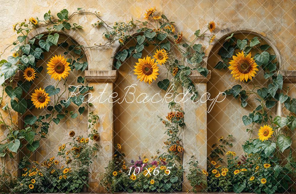 Kate Autumn Sunflower Arch Vintage Wall Backdrop Designed by Emetselch - Image 4