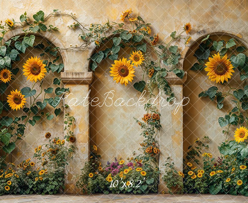 Kate Autumn Sunflower Arch Vintage Wall Backdrop Designed by Emetselch - Image 5