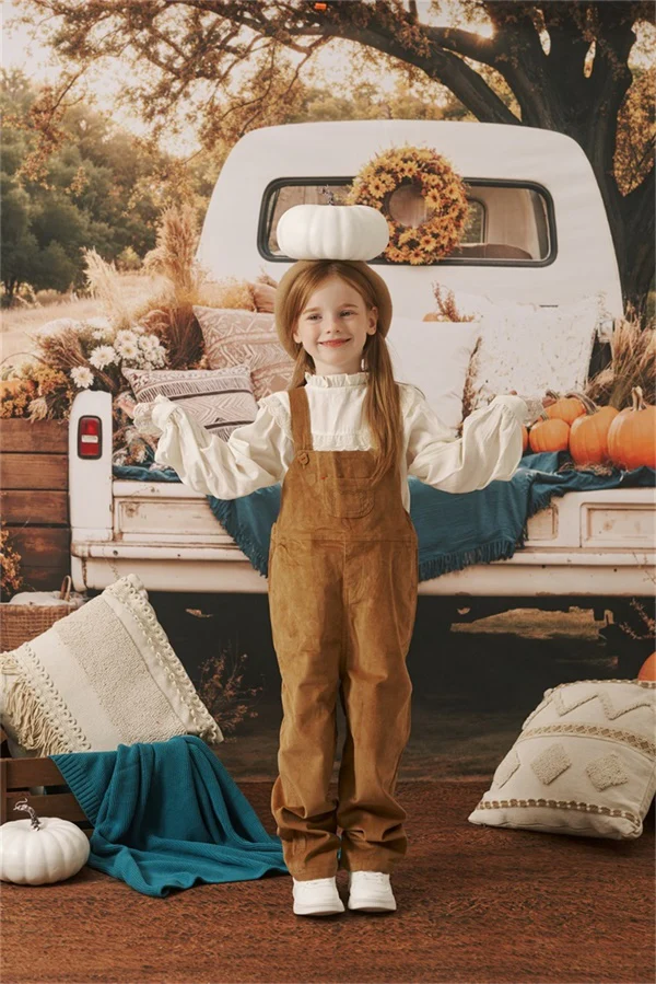 Kate Autumn Truck Pumpkin Backdrop+Brown Texture Floor Backdrop - Image 3