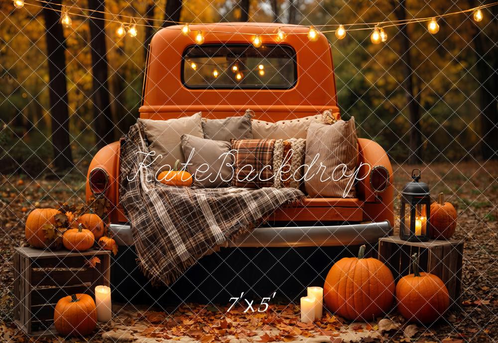 Kate Autumn Truck Pumpkin Lights Backdrop Designed by Emetselch - Image 2