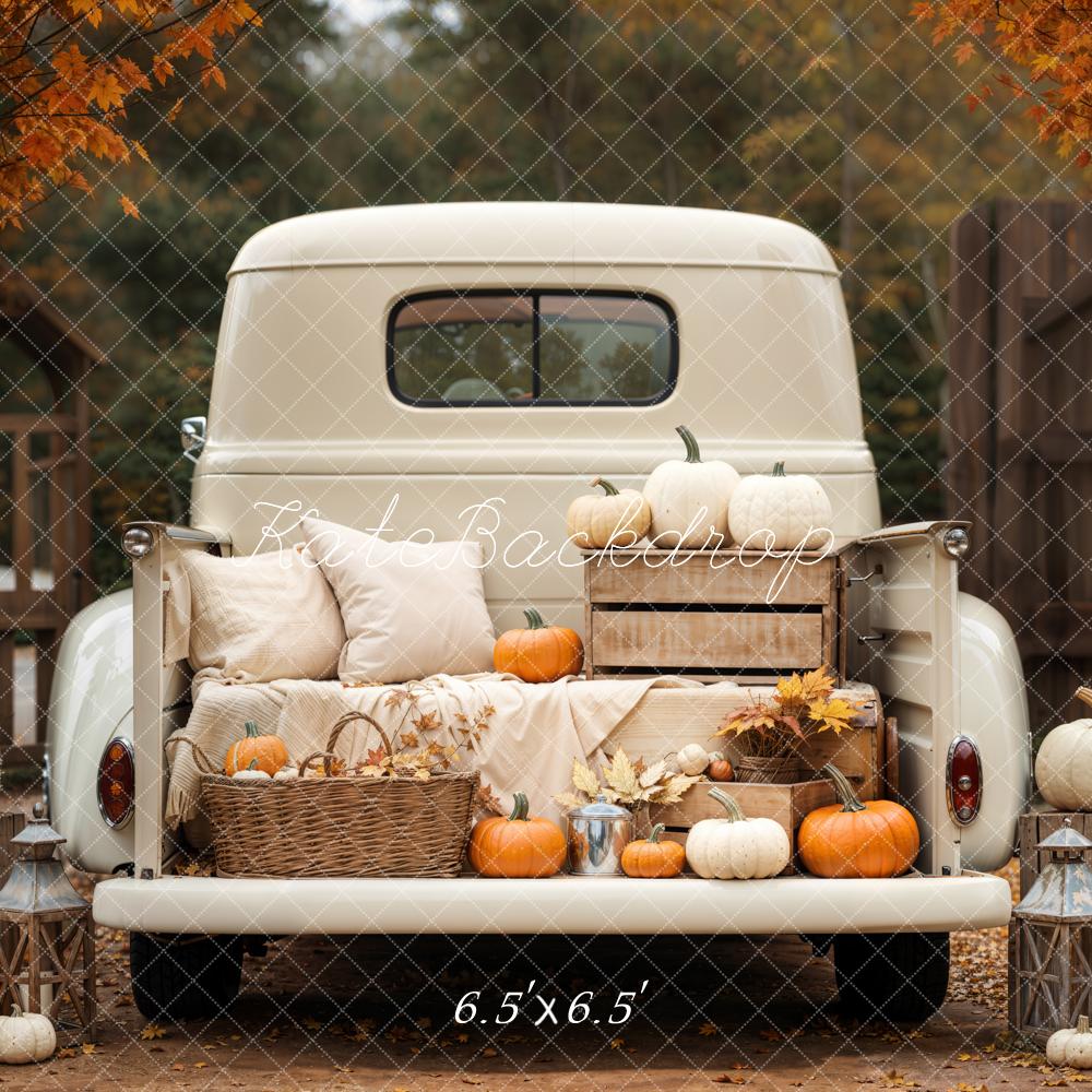 Kate Autumn Truck Pumpkin Pillows Backdrop Designed by Emetselch - Image 2