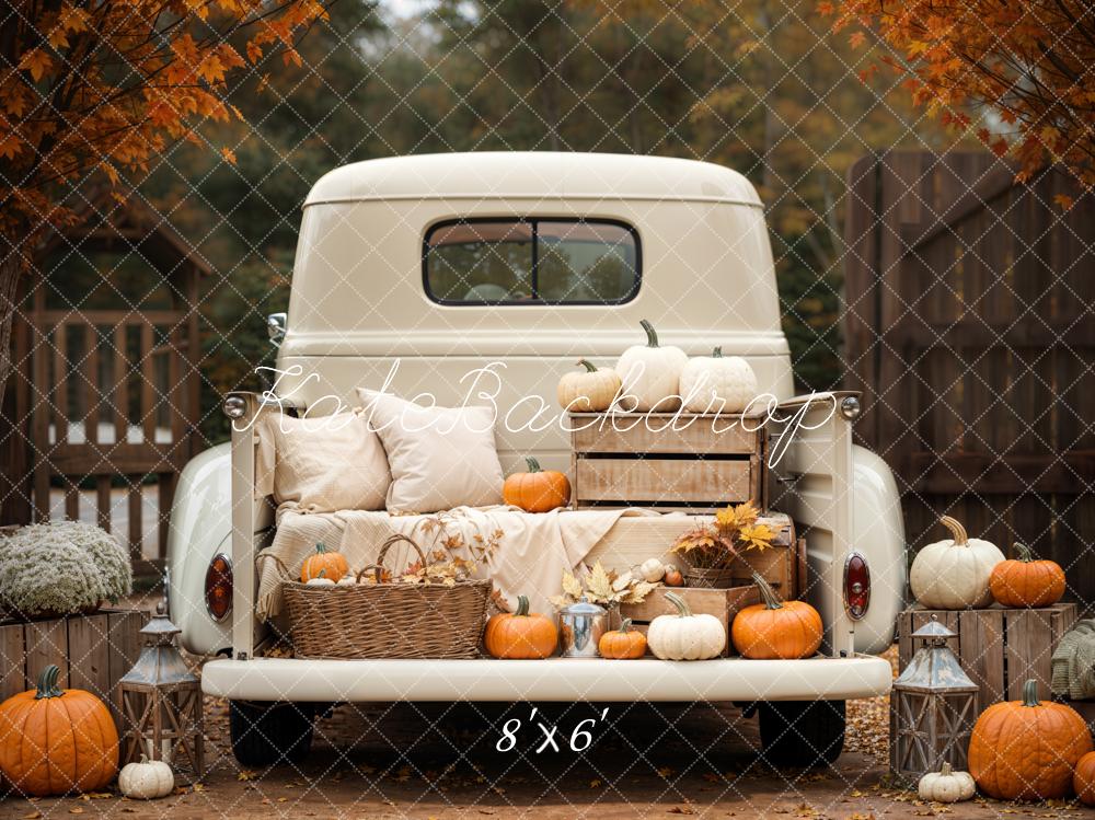 Kate Autumn Truck Pumpkin Pillows Backdrop Designed by Emetselch - Image 3