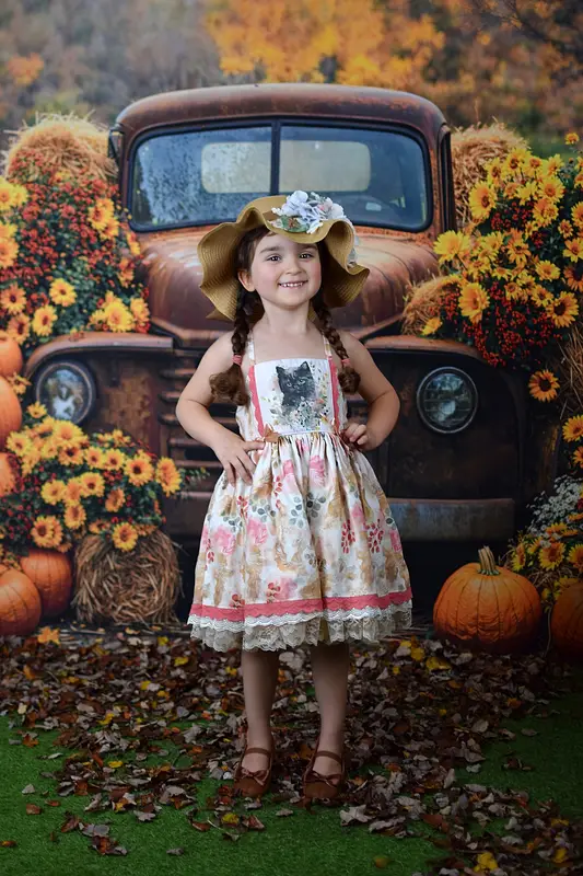 Kate Autumn Truck Pumpkins Hay Bales Backdrop Designed by Emetselch - Image 3