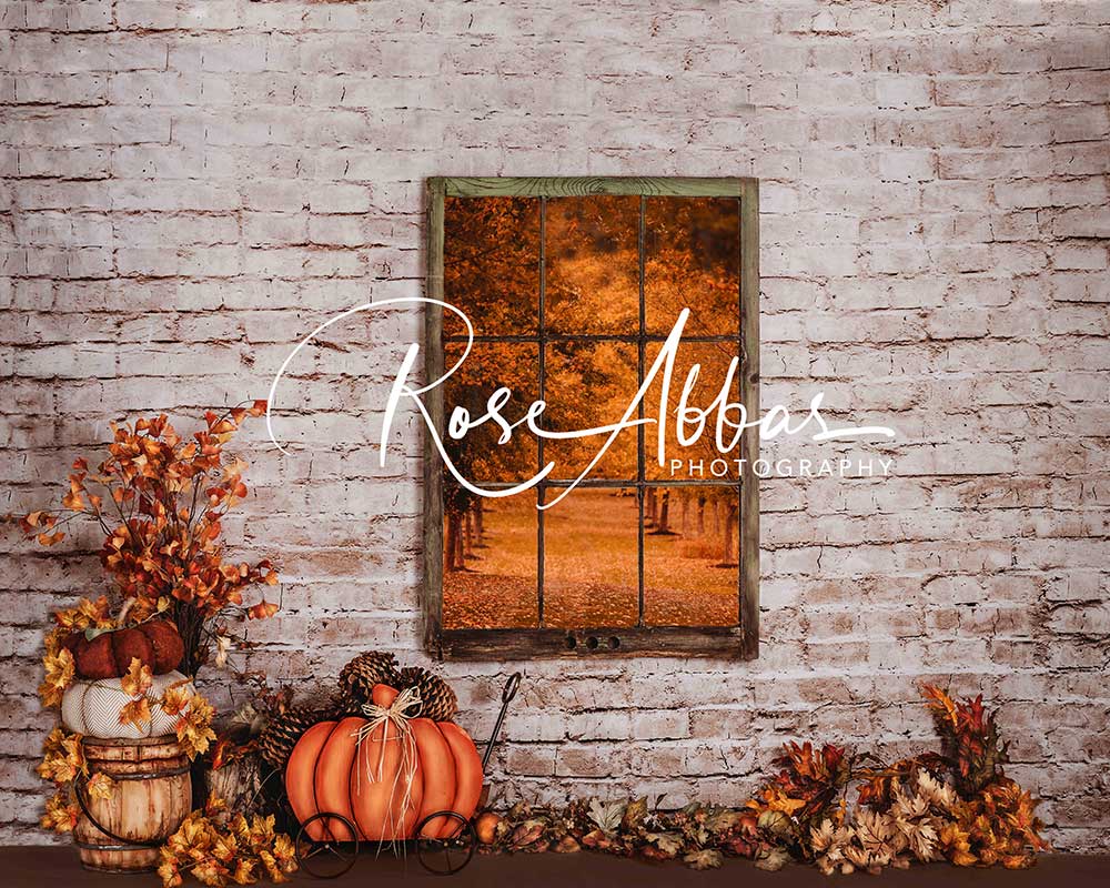 Kate Autumn Window View Pumpkin Backdrop Designed By Rose Abbas - Image 2