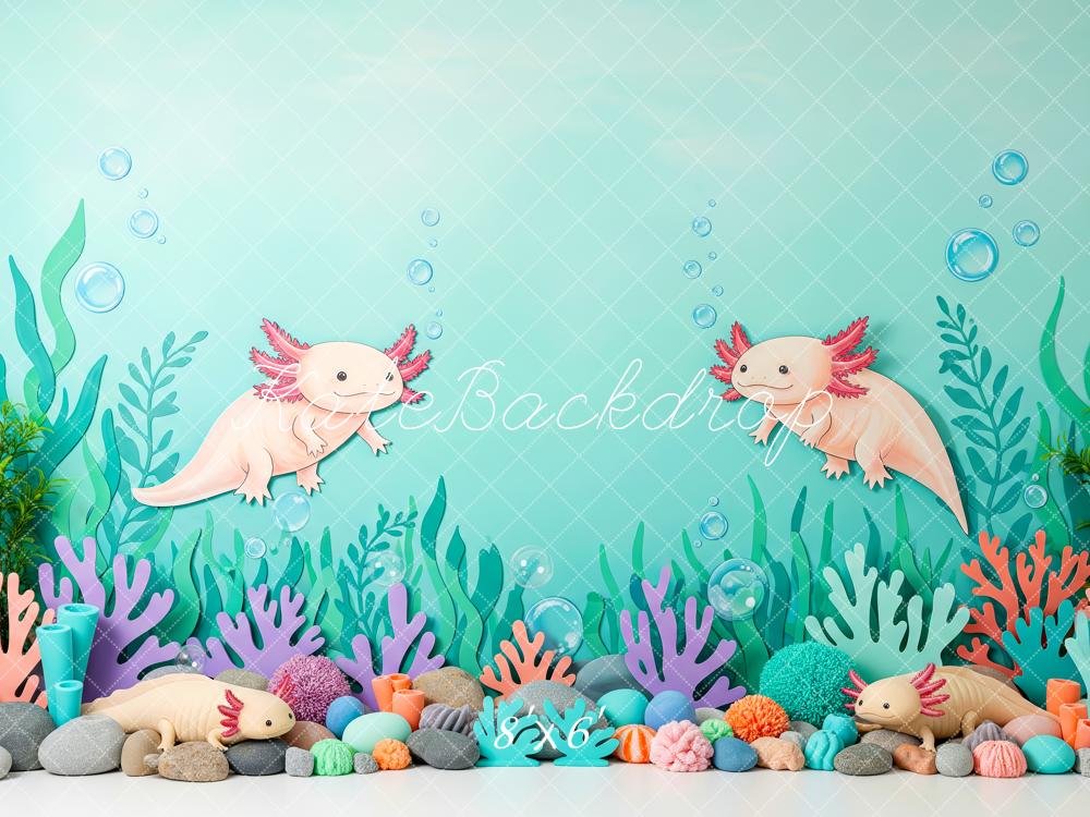 Kate Axolotl Underwater Coral Seaweed Backdrop Designed by Patty Robert - Image 3