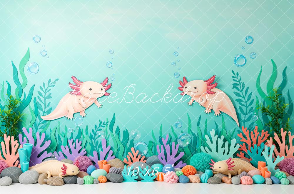 Kate Axolotl Underwater Coral Seaweed Backdrop Designed by Patty Robert - Image 4