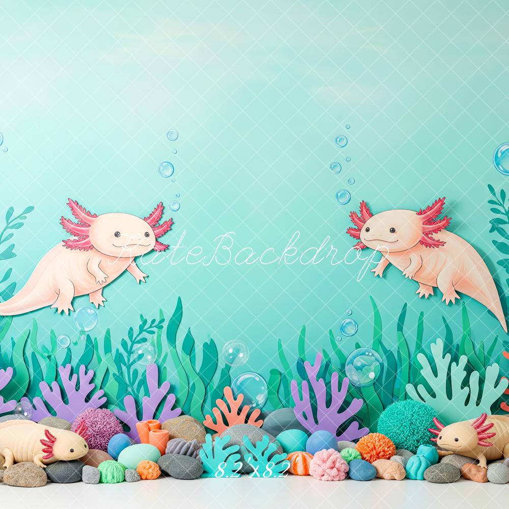 Kate Axolotl Underwater Coral Seaweed Backdrop Designed by Patty Robert - Image 5