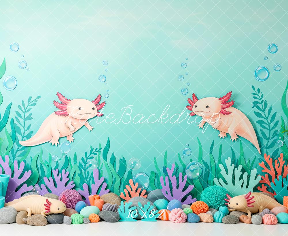 Kate Axolotl Underwater Coral Seaweed Backdrop Designed by Patty Robert - Image 6