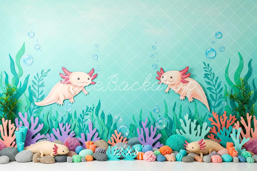 Kate Axolotl Underwater Coral Seaweed Backdrop Designed by Patty Robert - Image 8