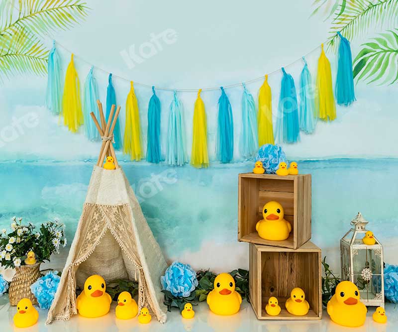 Kate Baby Shower Ducks Summer Beach Backdrop Designed by Emetselch - Image 3