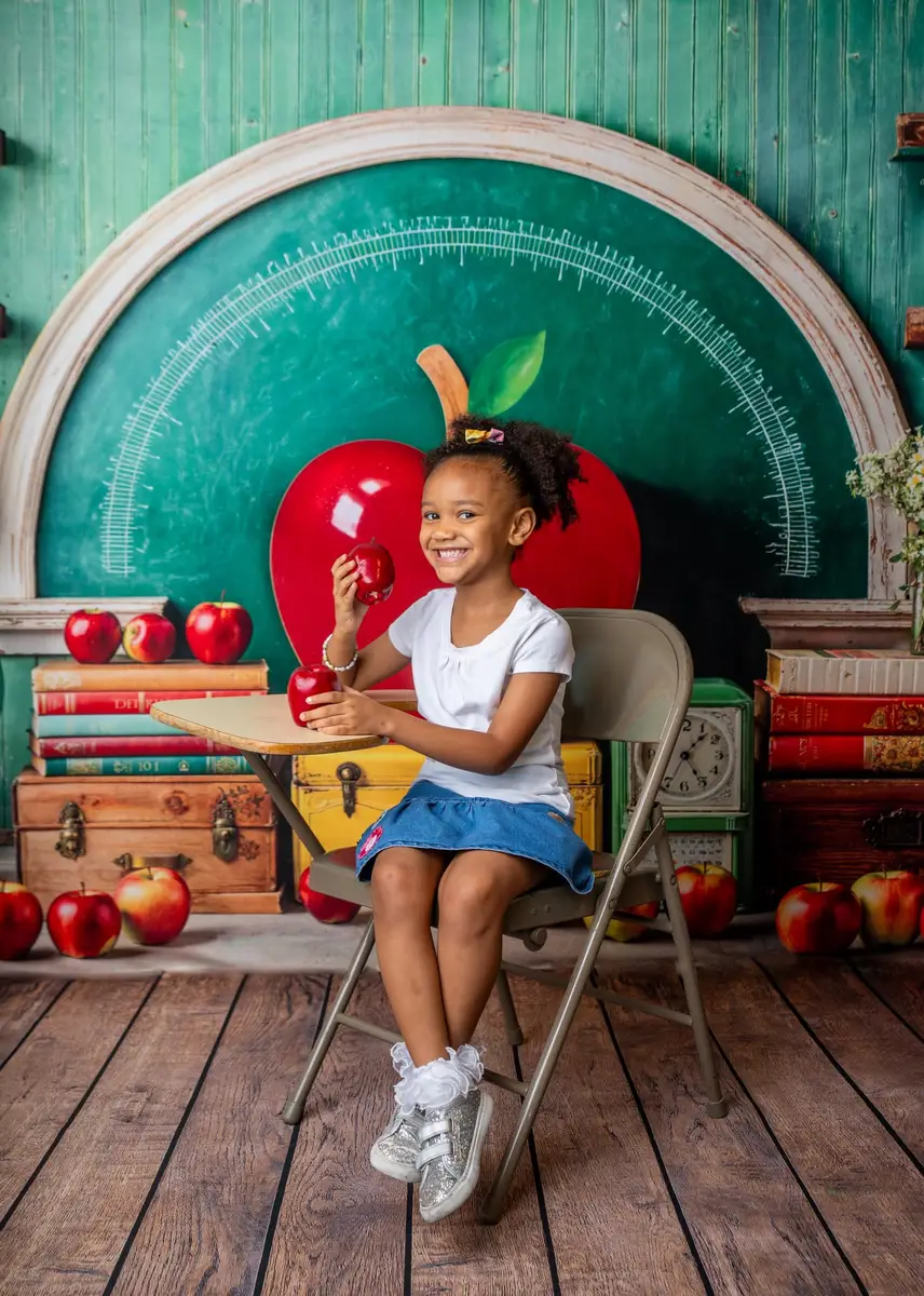 Kate Back to School Apple Arched Chalkboard Backdrop Designed by Emetselch - Image 3