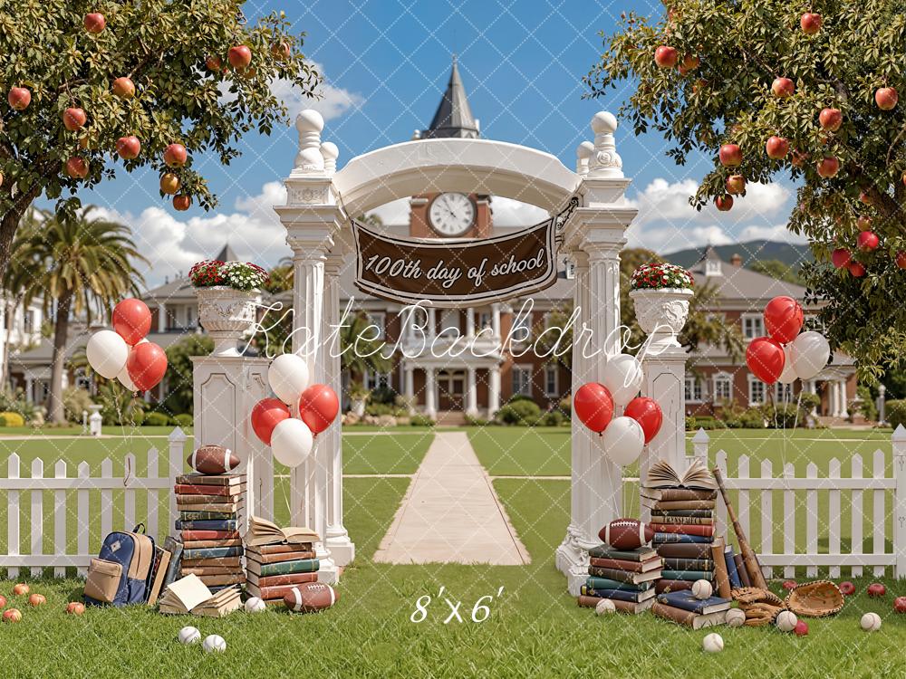Kate Back To School Arch Balloons Books Apples Backdrop Designed by Emetselch - Image 3