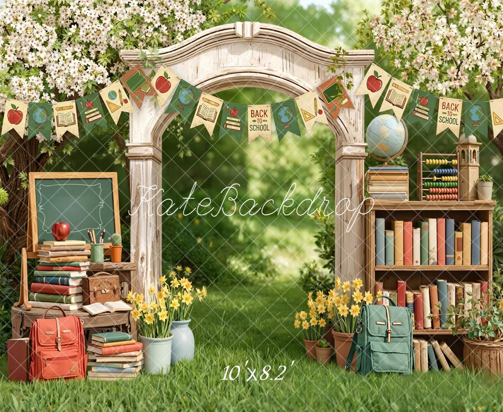 Kate Back To School Arch Bookshelf Chalkboard Backdrop Designed by Emetselch - Image 10