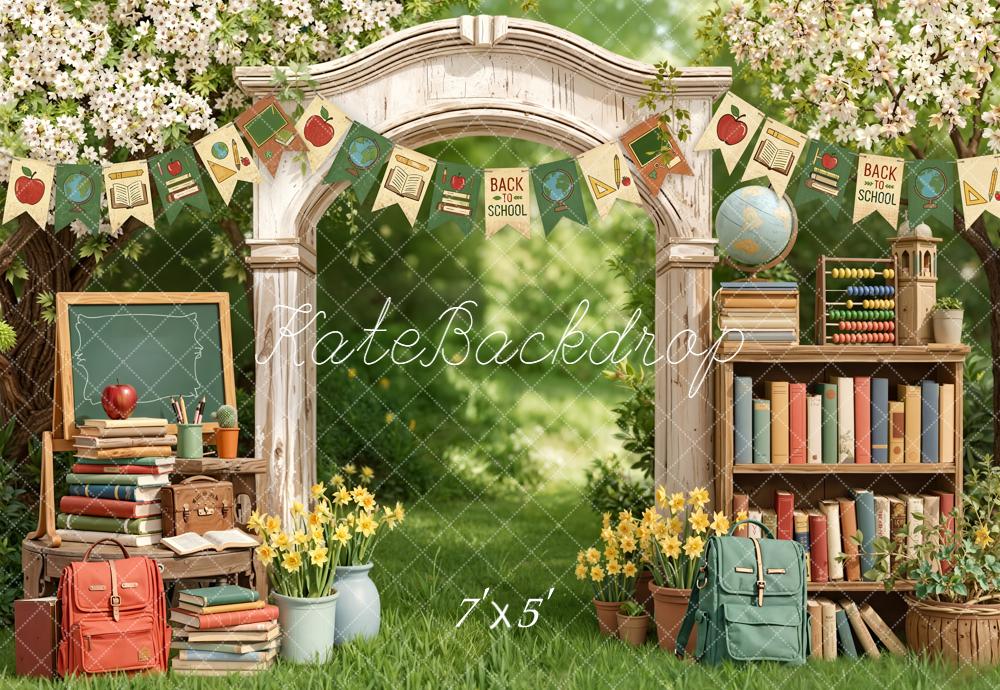 Kate Back To School Arch Bookshelf Chalkboard Backdrop Designed by Emetselch - Image 2
