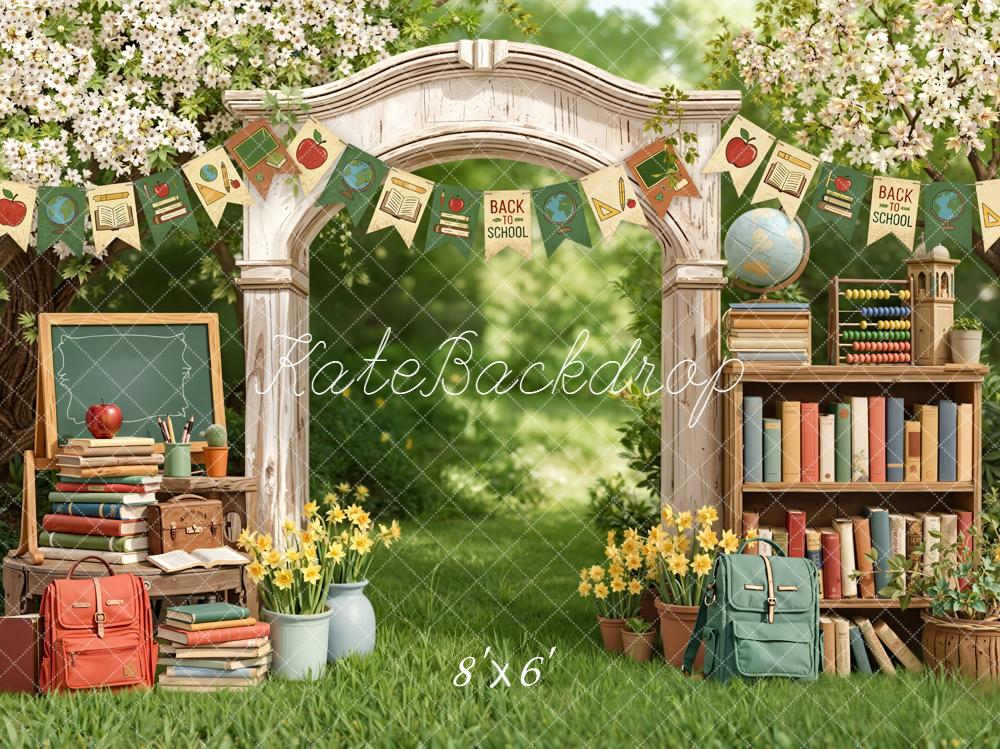Kate Back To School Arch Bookshelf Chalkboard Backdrop Designed by Emetselch - Image 7