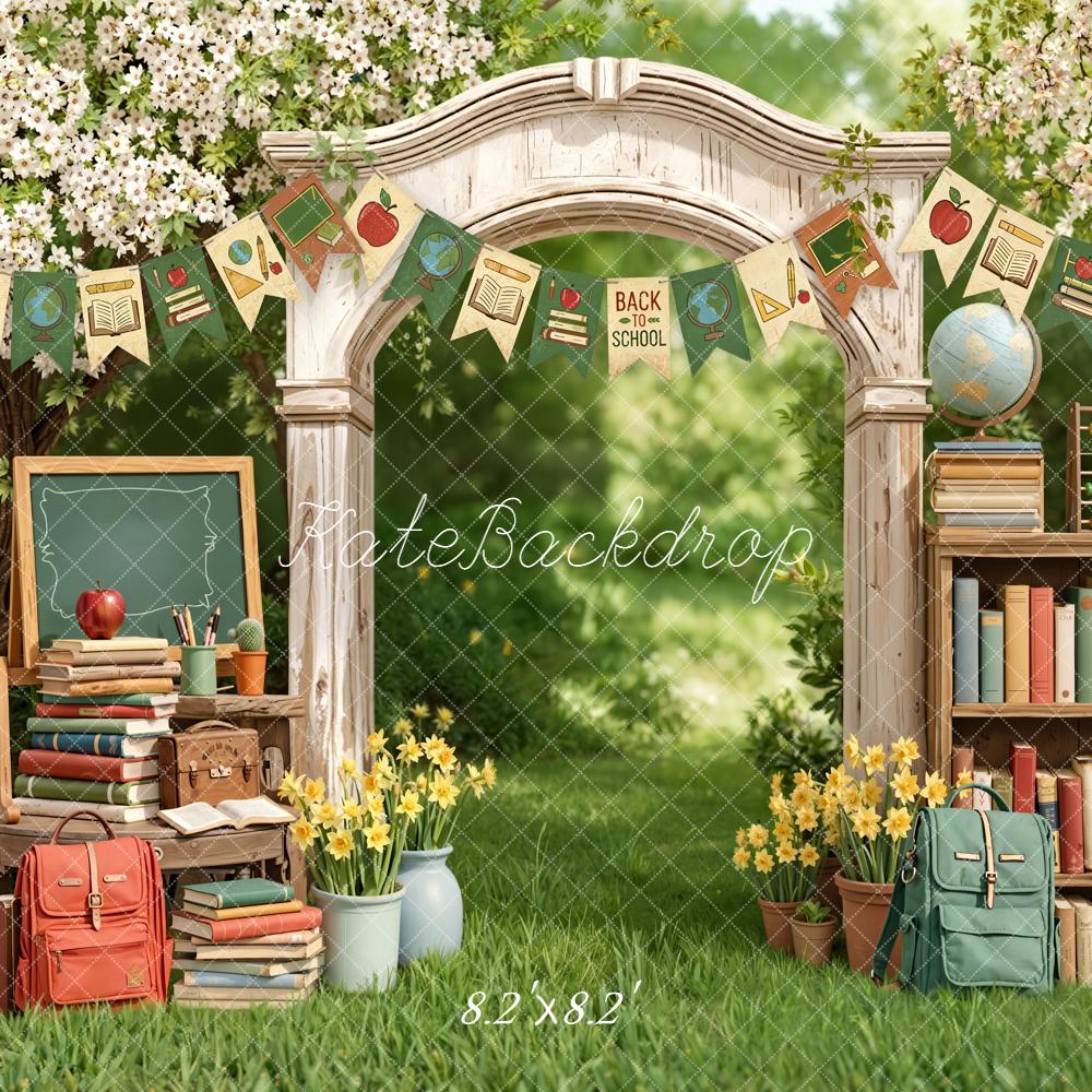Kate Back To School Arch Bookshelf Chalkboard Backdrop Designed by Emetselch - Image 9