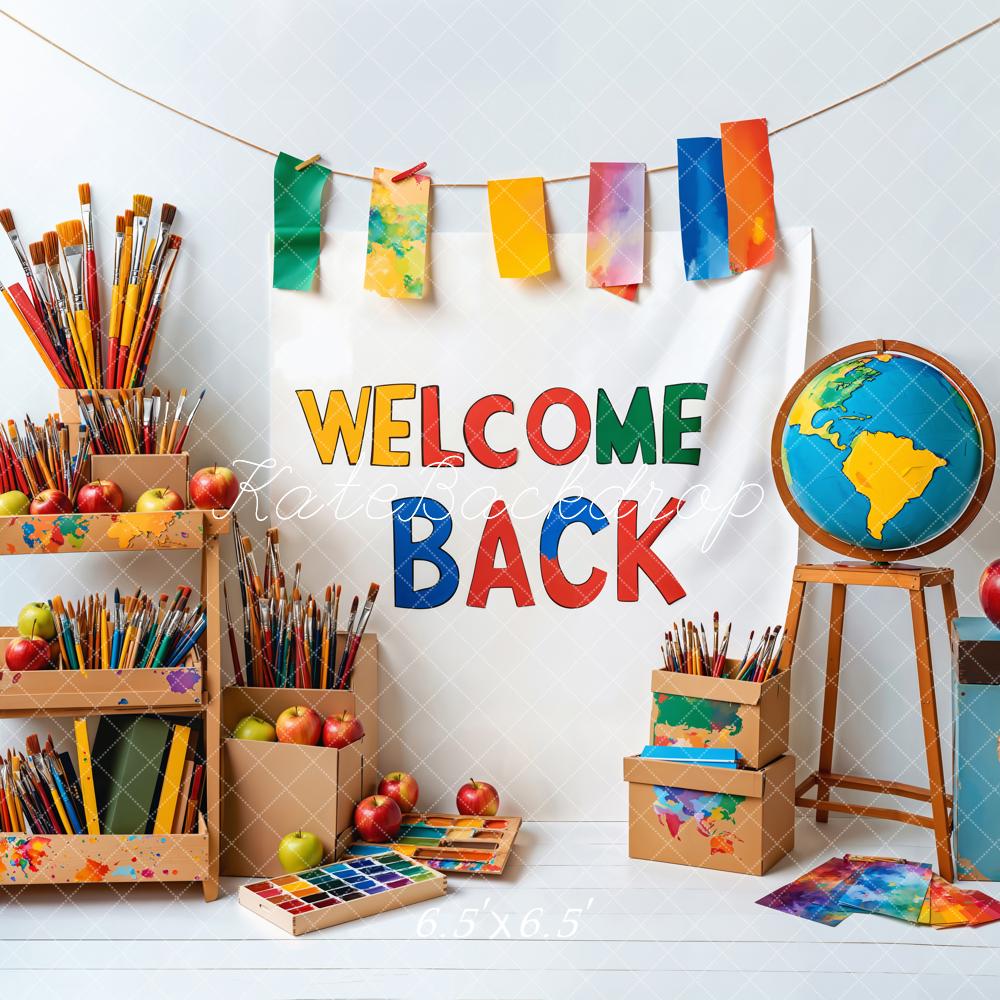 Kate Back to School Art Paintbrushes Backdrop Designed by Emetselch - Image 2