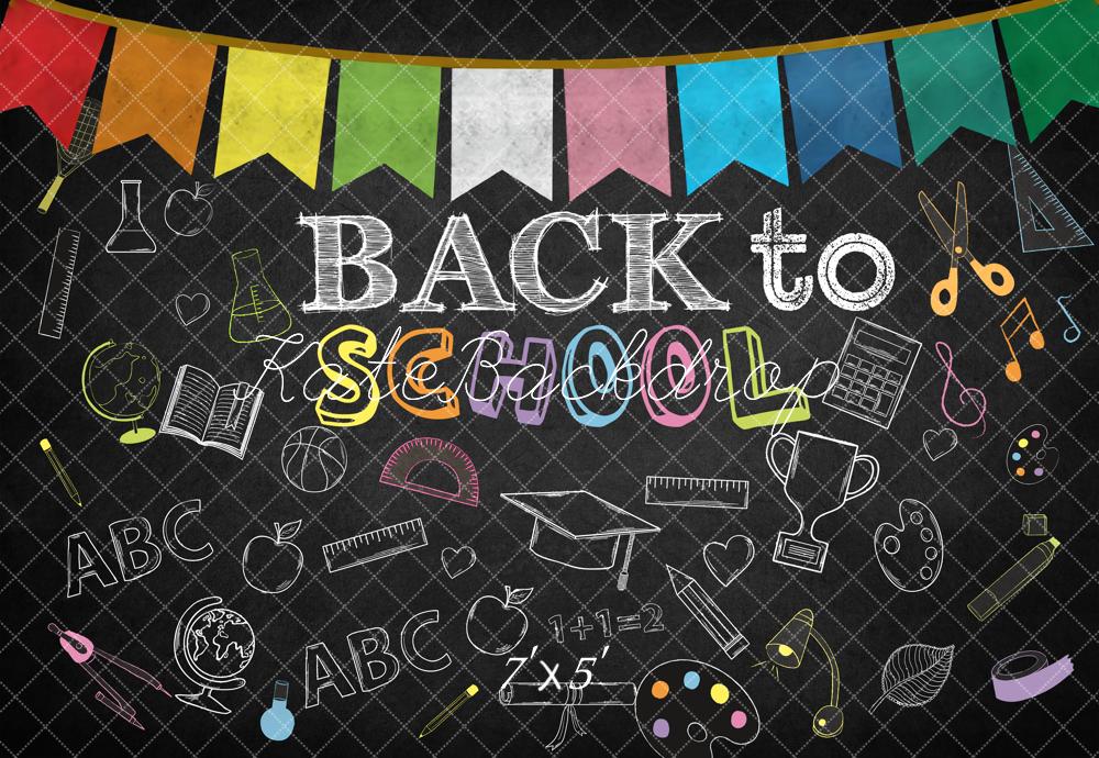 Kate Back to school Backdrop Blackboard Flag for Photography - Image 2