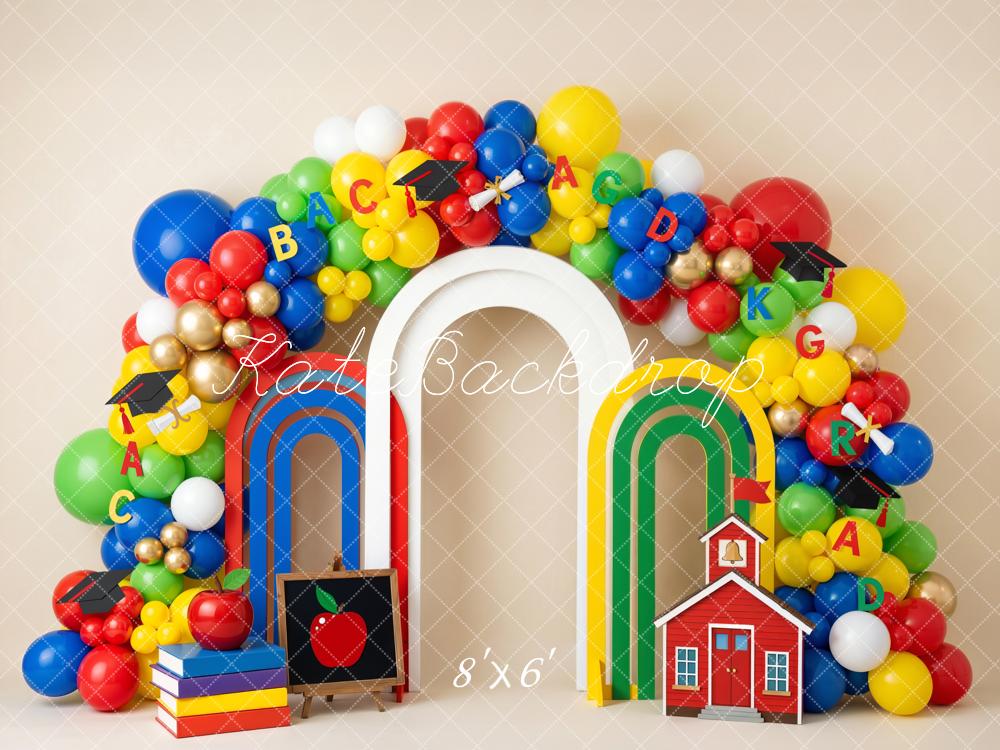 Kate Back To School Balloon Arch Schoolhouse Backdrop Designed by Emetselch - Image 3