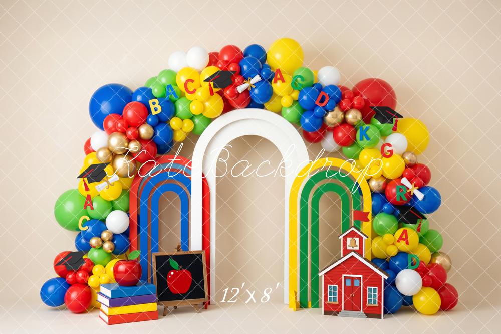 Kate Back To School Balloon Arch Schoolhouse Backdrop Designed by Emetselch - Image 6