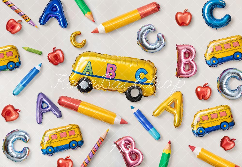 Kate Back to School Balloons Alphabet Bus Backdrop Designed by Emetselch - Image 2