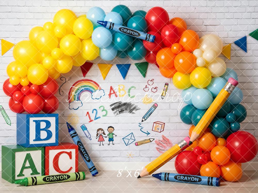 Kate Back To School Balloons Blocks Crayons Backdrop Designed by Emetselch - Image 3